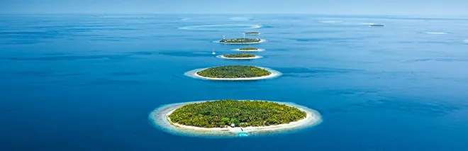 Male, Maldives-Fly above the islands